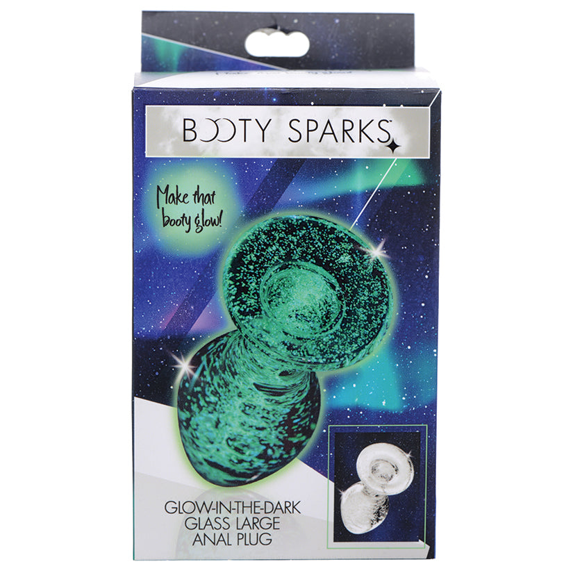 Booty Sparks Glow-In-The-Dark Glass Anal Plug-Small