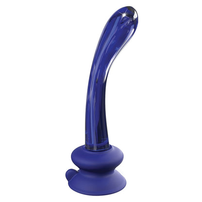 Icicle Vibrating Glass Dildo with Suction Base - Blue