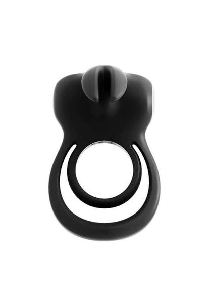 Thunder Bunny Rechargeable Silicone Dual Cock Ring - Black