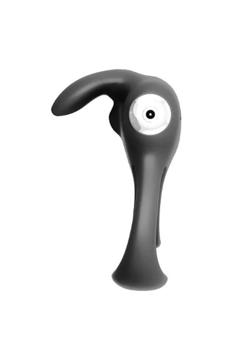 Thunder Bunny Rechargeable Silicone Dual Cock Ring - Black