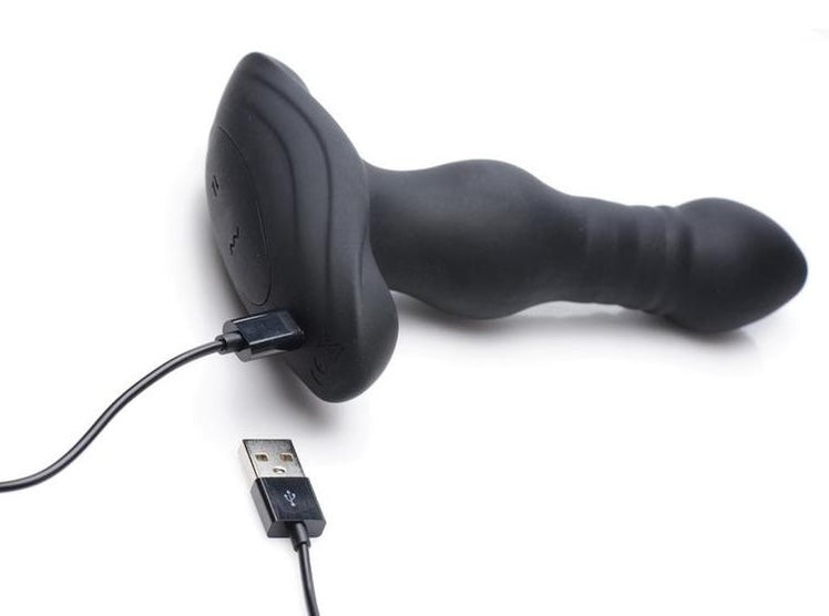 Vibrating & Thrusting Anal Thunder Plug with Remote Control - Black