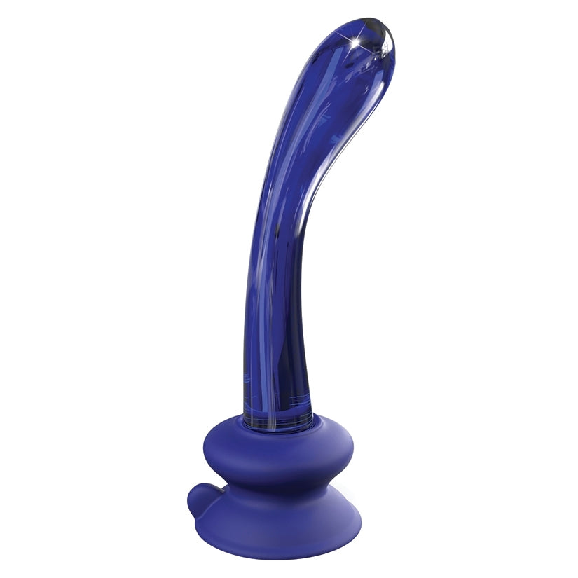 Icicle Vibrating Glass Dildo with Suction Base - Blue - PP Shipping ;)